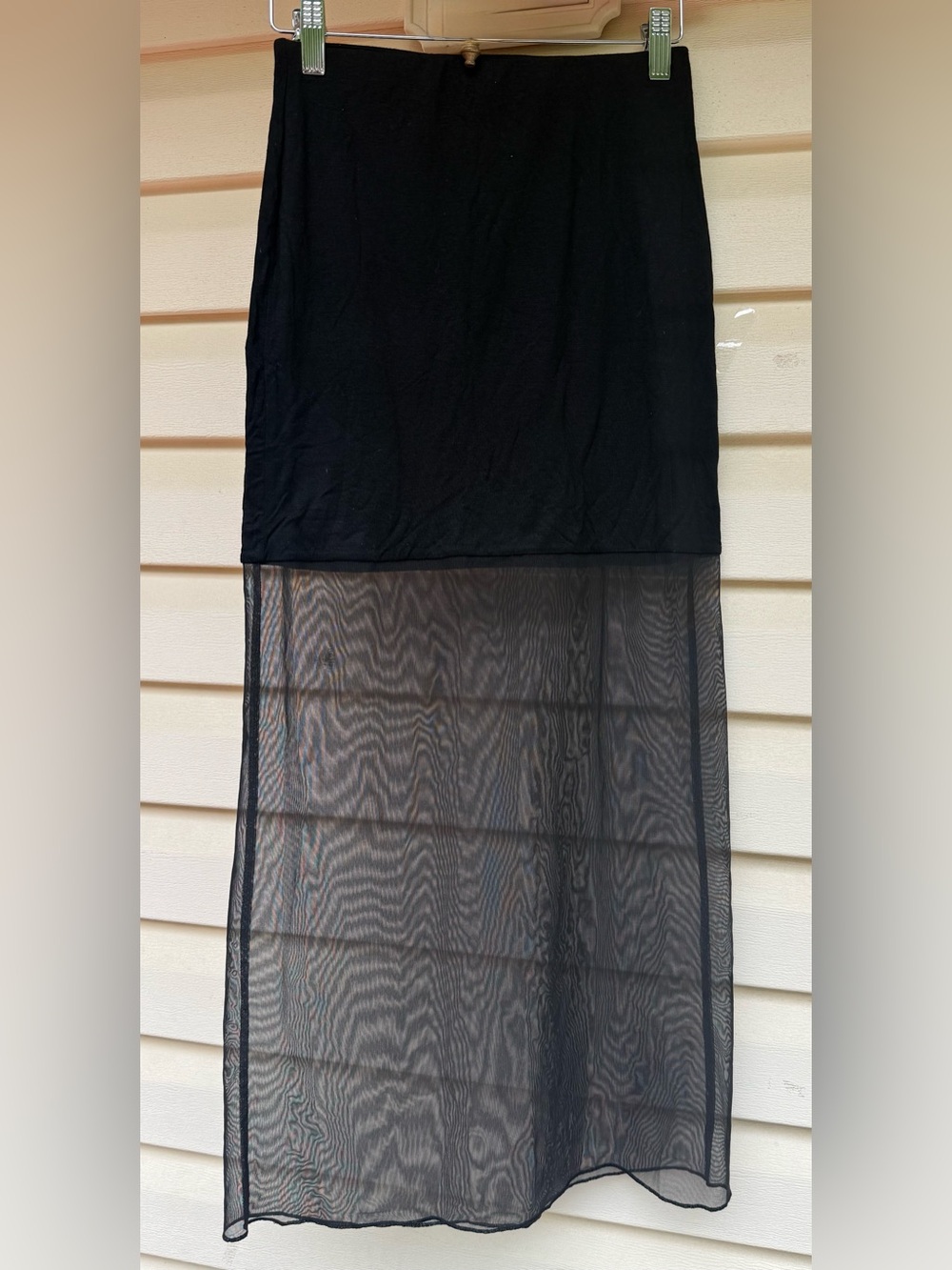 Reformation Black Mesh Panel Maxi Skirt Deadstock Knit Size XS - Picture 3 of 8